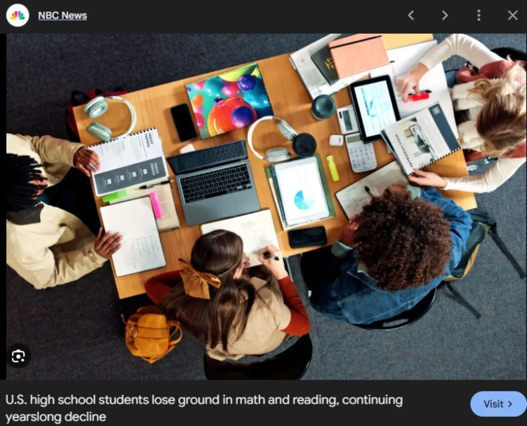 US high school reading math decline NAEP 2024 results student academic skills trend